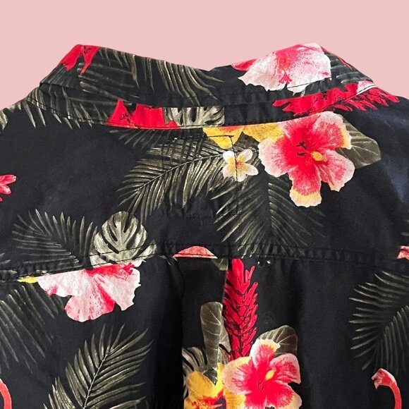 Vintage Levis Shirt Mens XL Black Red Floral Flamingo All Over Print Button Dn - Picture 9 of 13